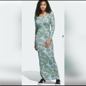 Adidas x Jeremy Scott Money Print Long Sleeve Maxi Dress size Medium NWT RaRe